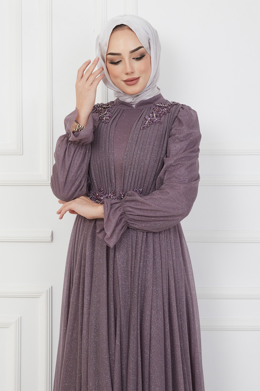 ROSE COLOR  EVENING DRESS  