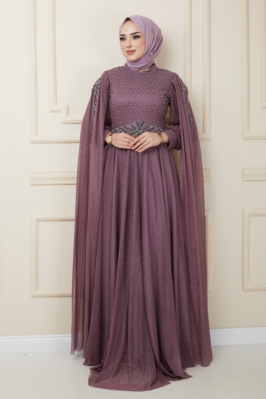 ROSE COLOR EVENING DRESS  