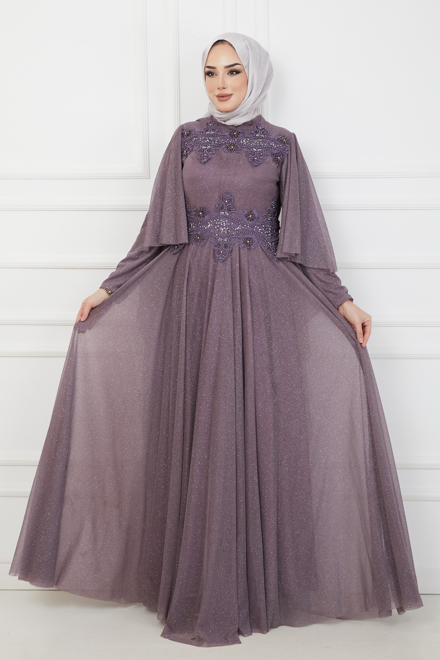 ROSE COLOR  EVENING DRESS  