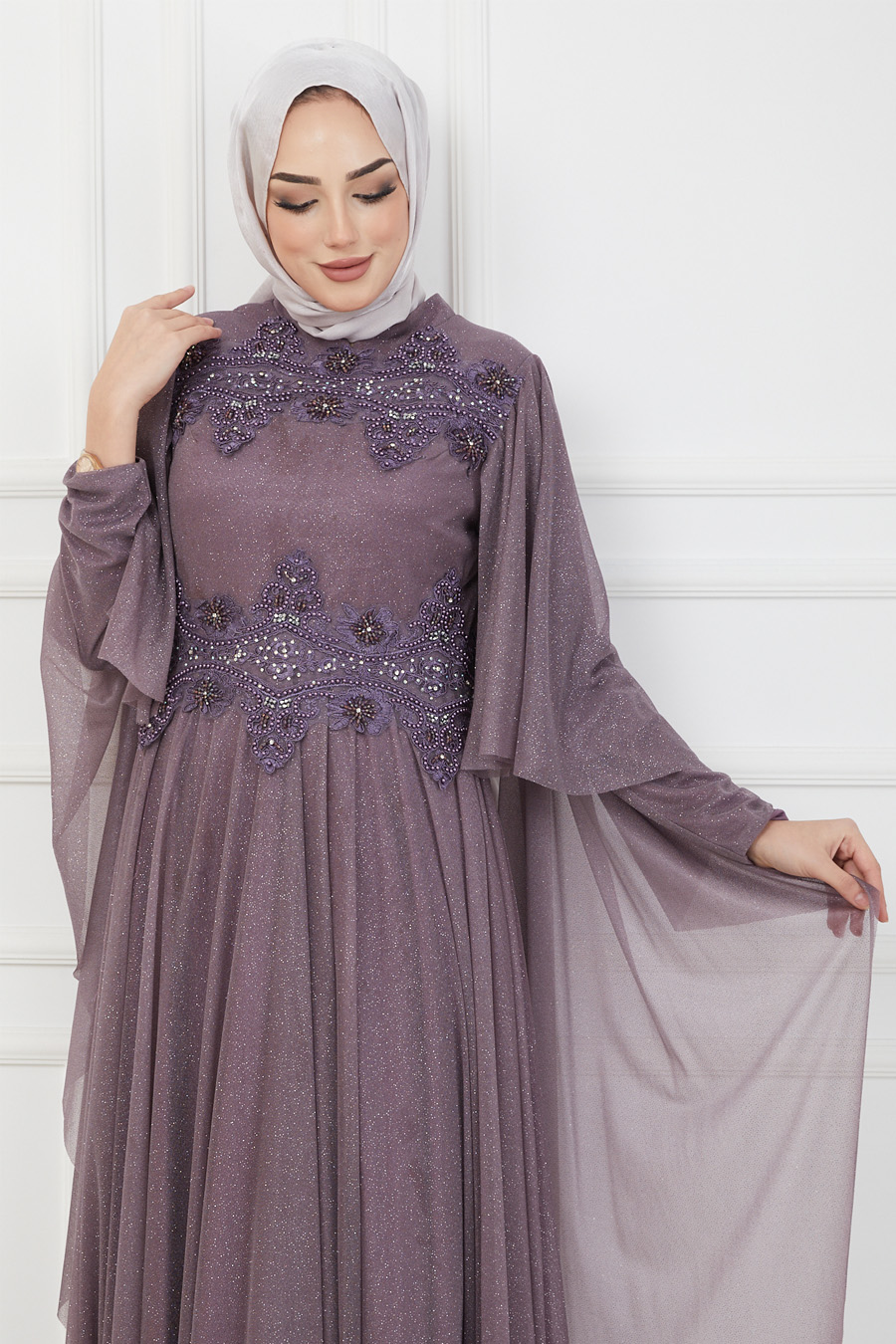 ROSE COLOR  EVENING DRESS  