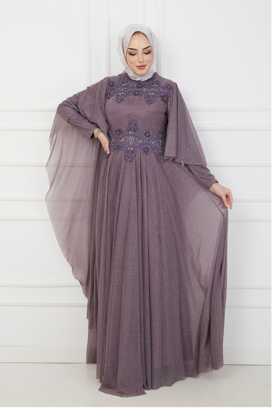 ROSE COLOR  EVENING DRESS  