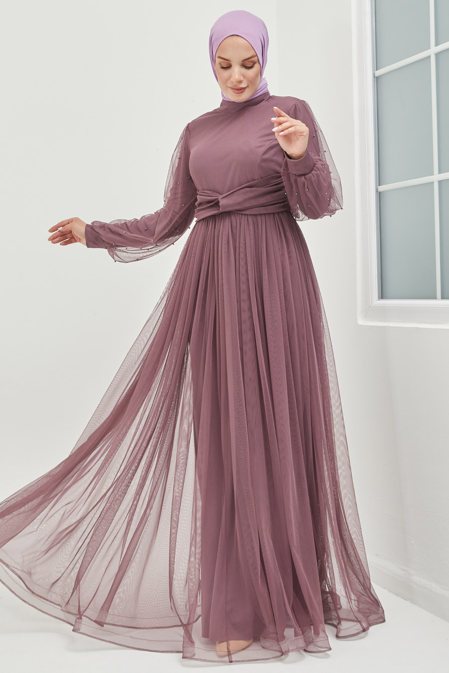 ROSE COLOR  EVENING DRESS  