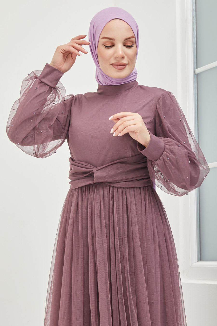 ROSE COLOR  EVENING DRESS  