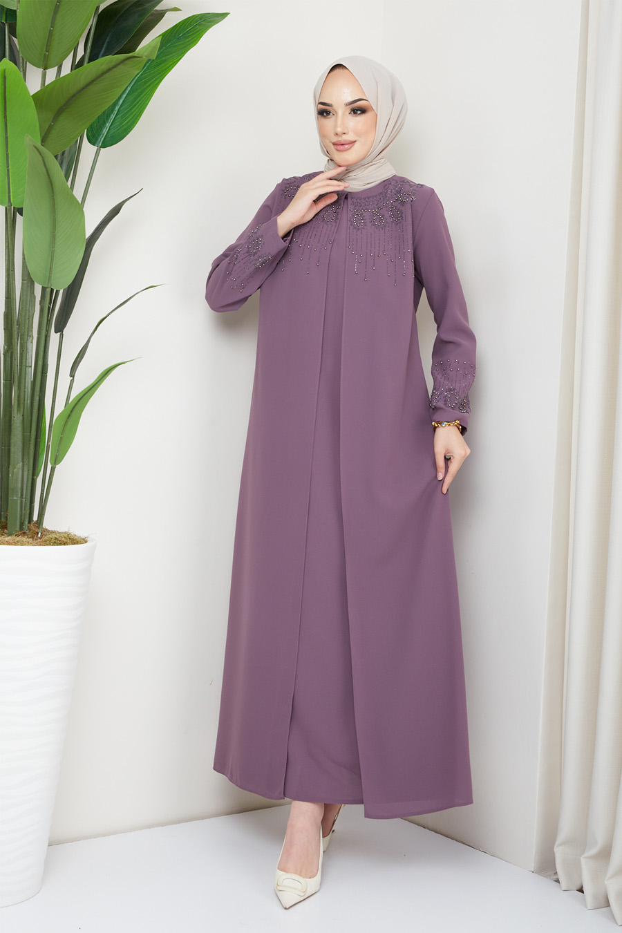 ROSE COLOR EVENING DRESS  