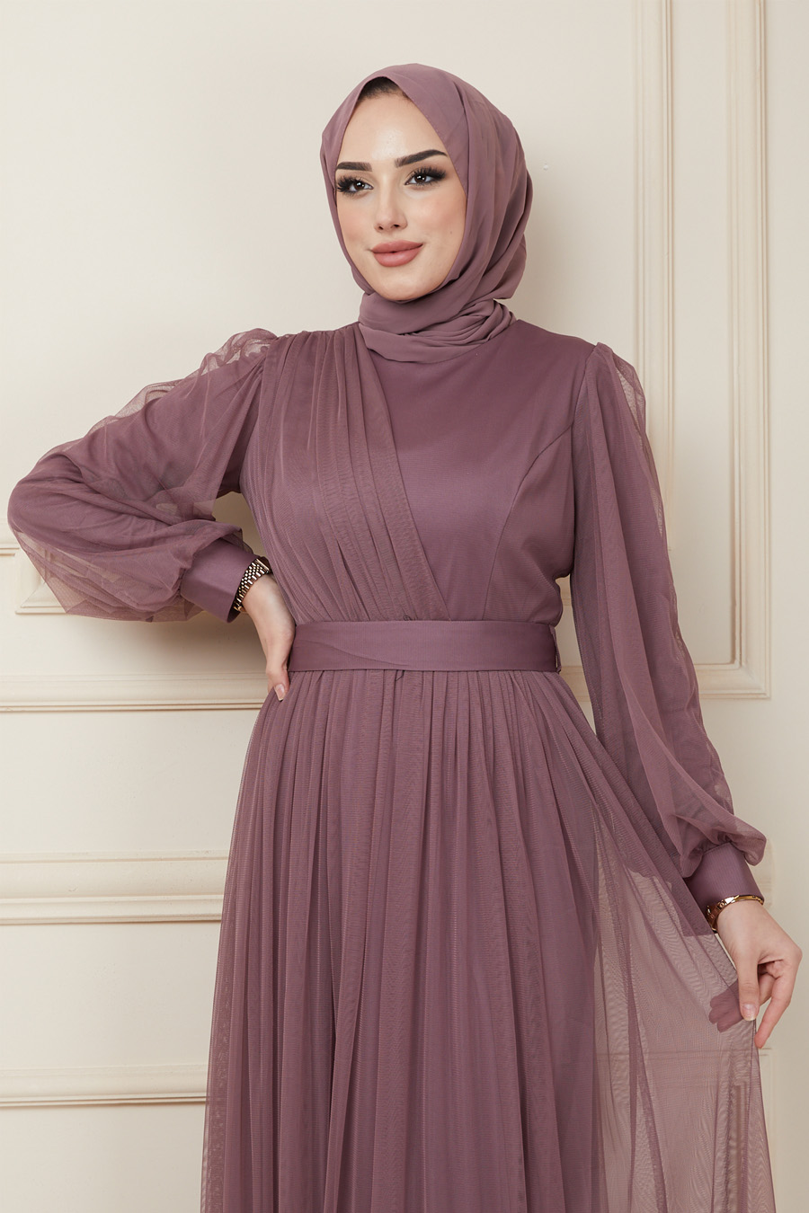 ROSE COLOR EVENING DRESS  