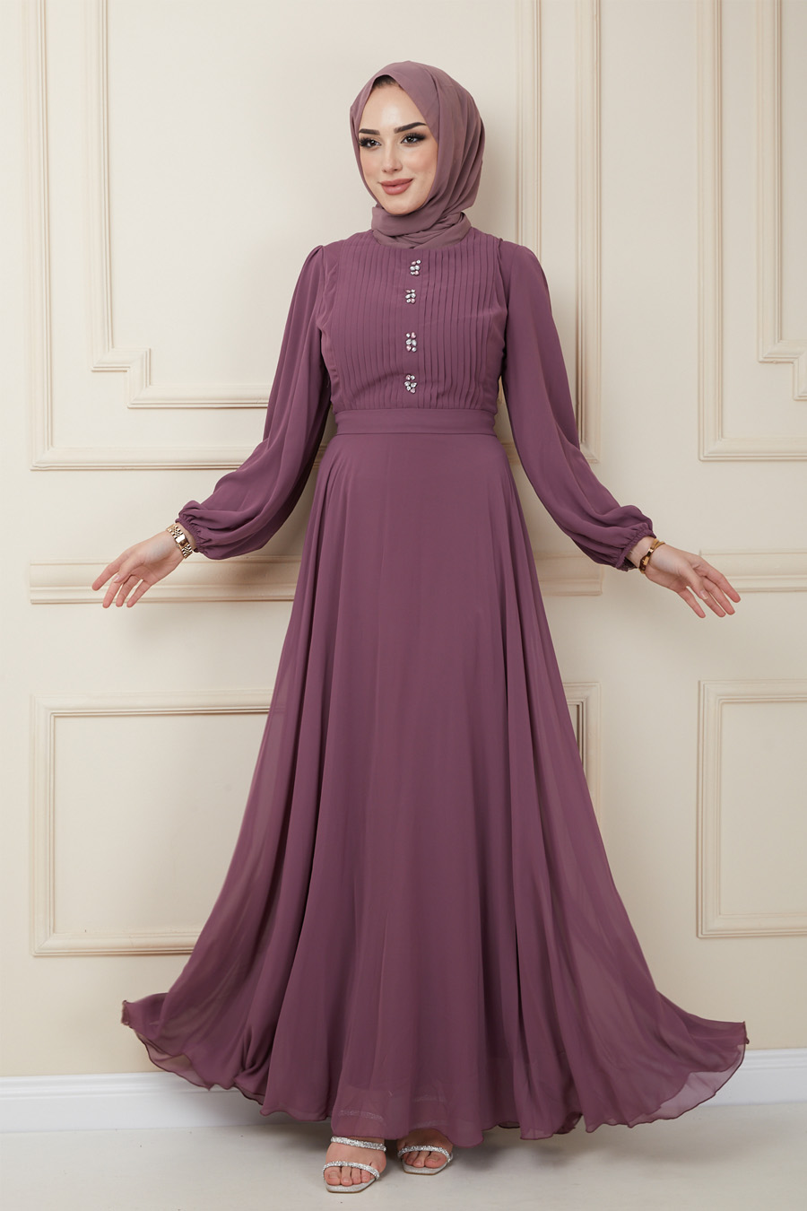 ROSE COLOR EVENING DRESS  