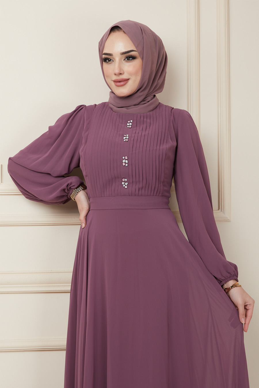 ROSE COLOR EVENING DRESS  