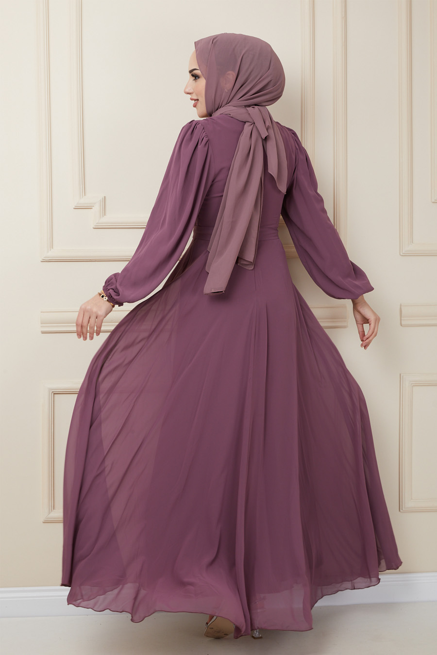 ROSE COLOR EVENING DRESS  