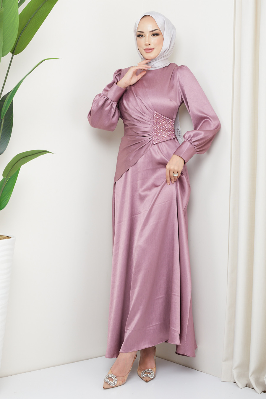 ROSE COLOR    EVENING DRESS  