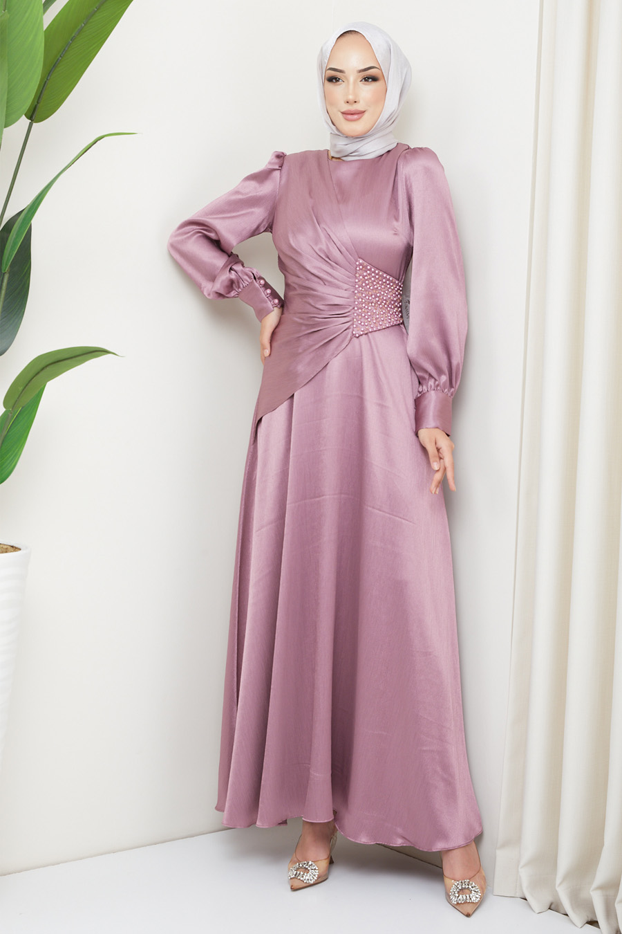 ROSE COLOR    EVENING DRESS  