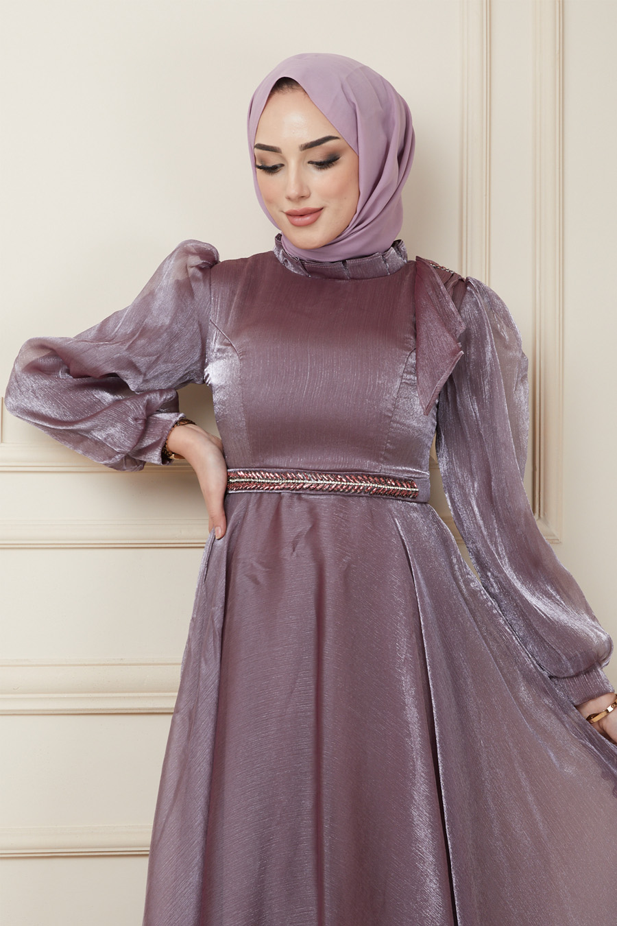 ROSE COLOR EVENING DRESS  