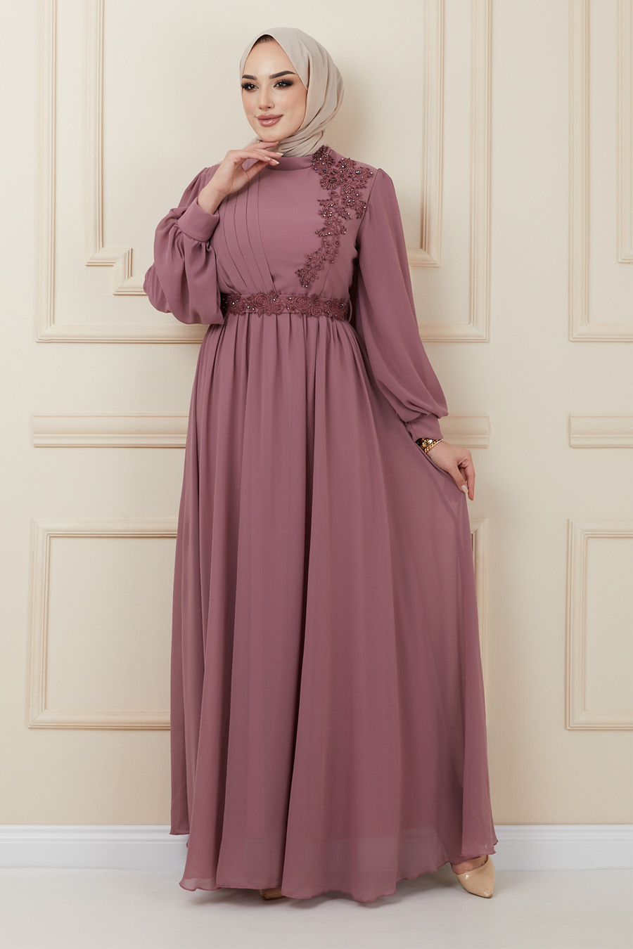 ROSE COLOR EVENING DRESS  