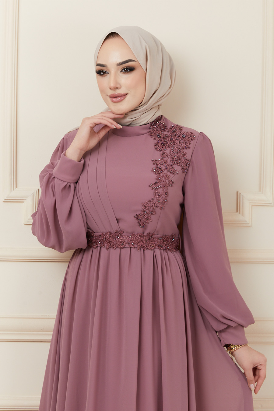 ROSE COLOR EVENING DRESS  