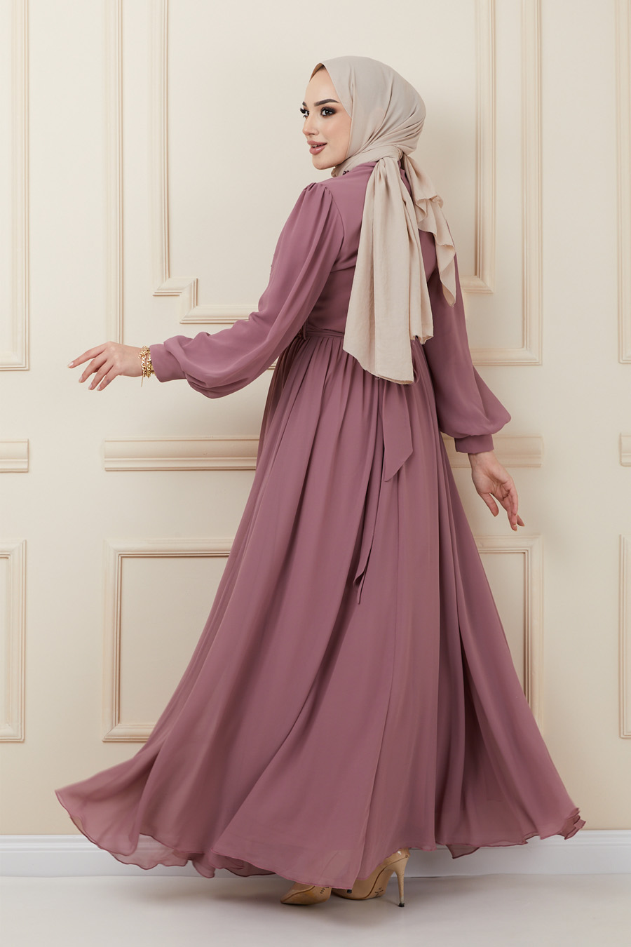 ROSE COLOR EVENING DRESS  