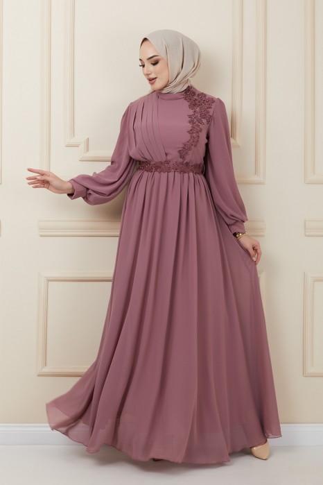 ROSE COLOR EVENING DRESS  