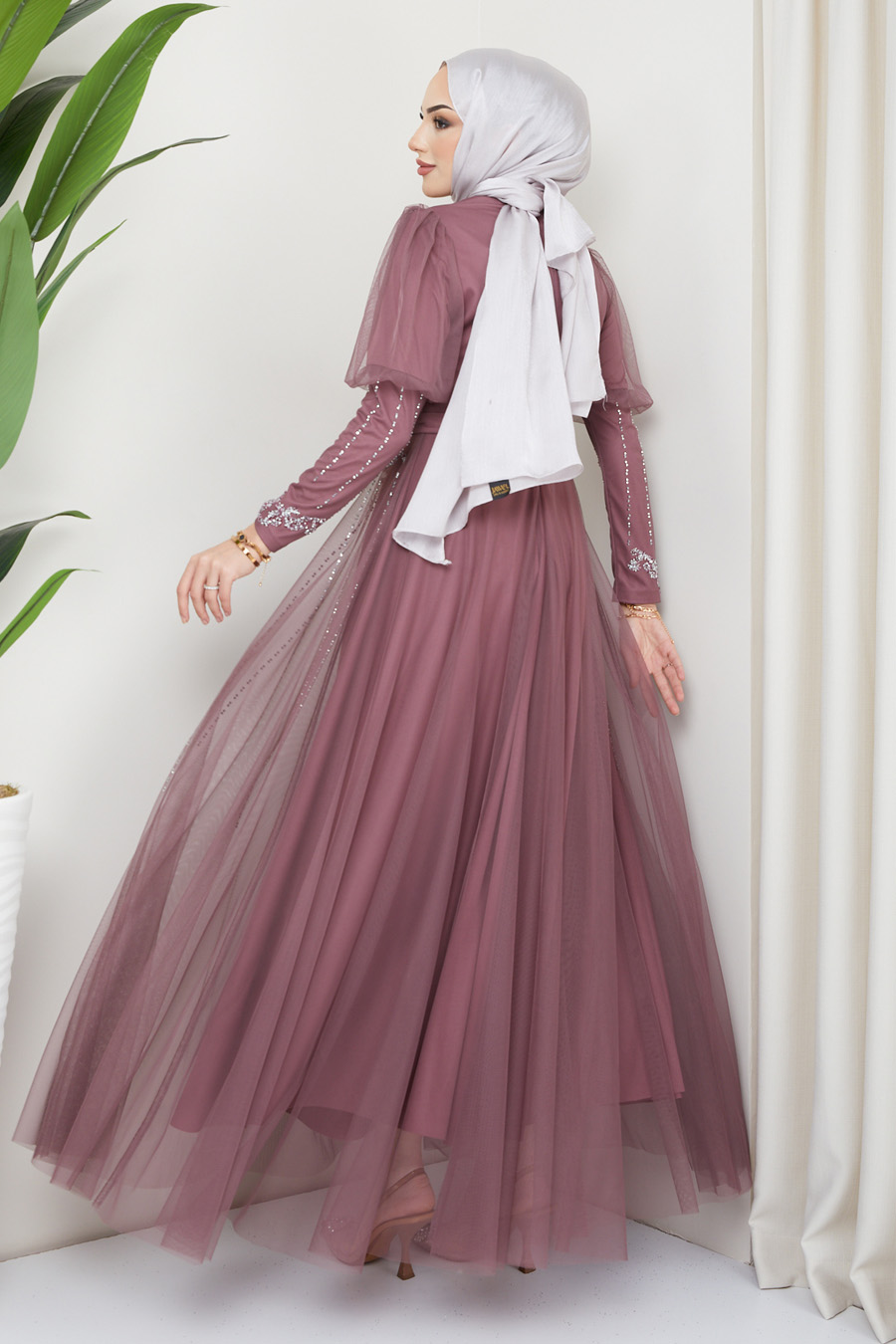 ROSE COLOR EVENING DRESS  