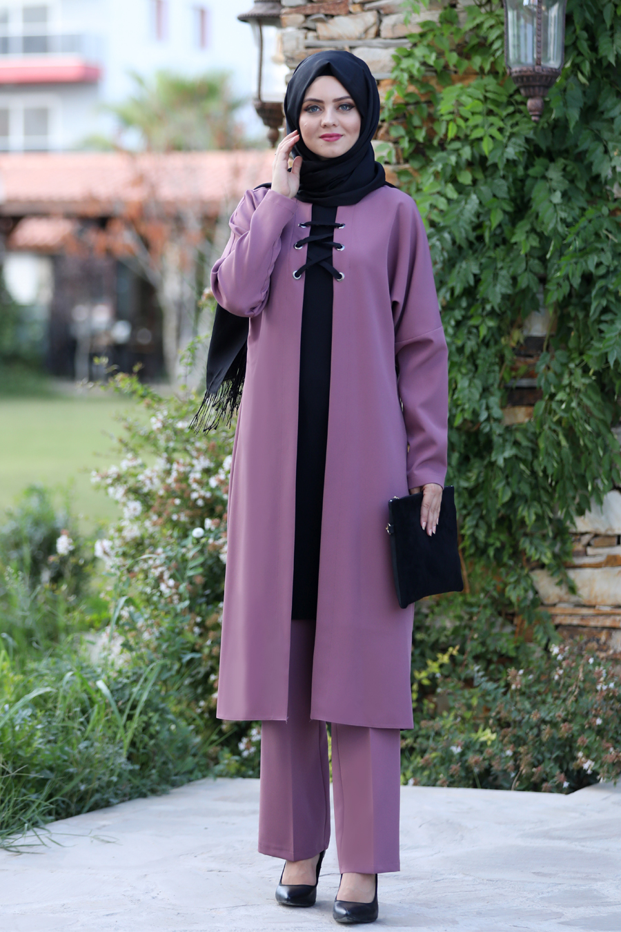 ROSE COLOR TUNIC AND PANT SUIT