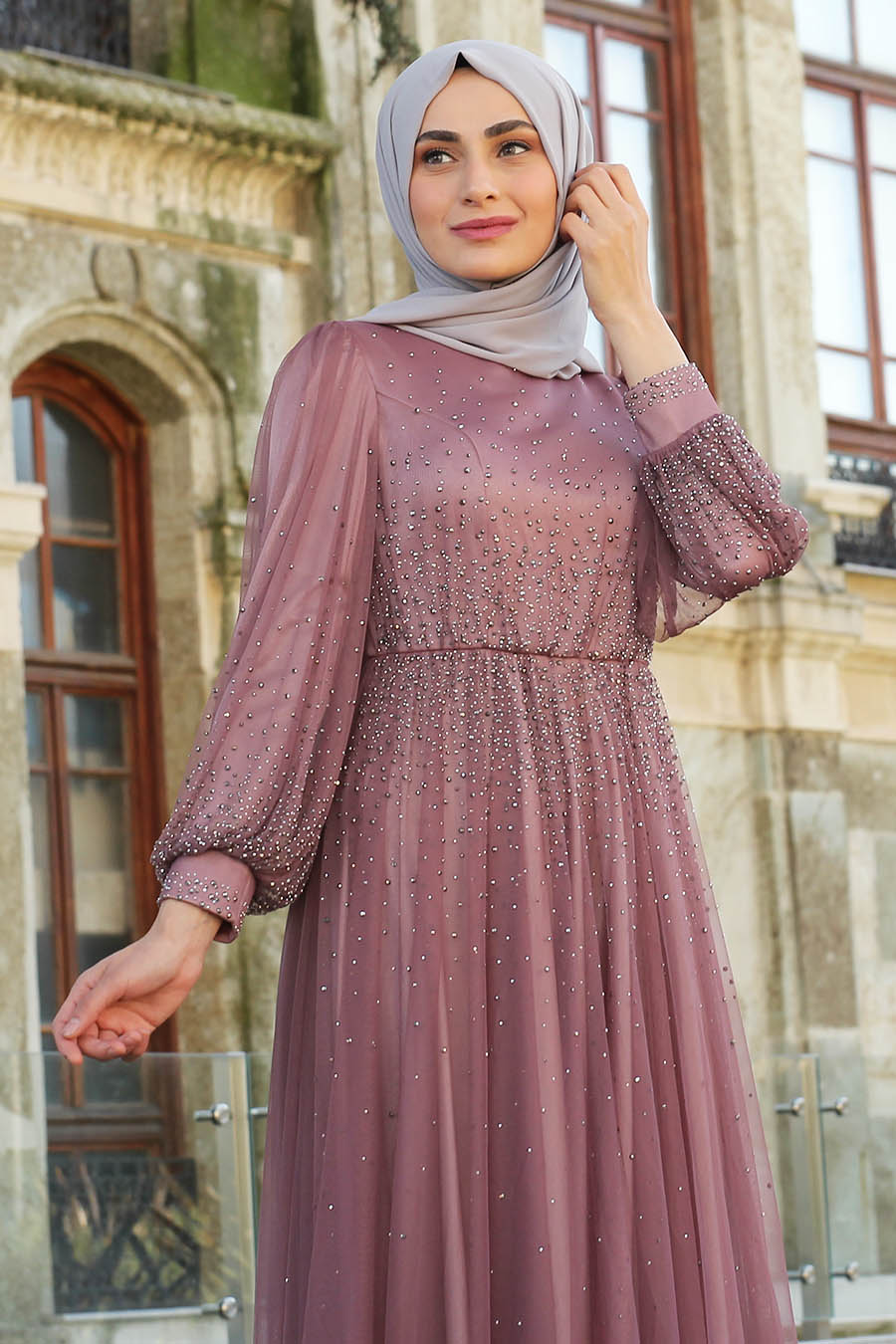 ROSE COLOR EVENING DRESS  