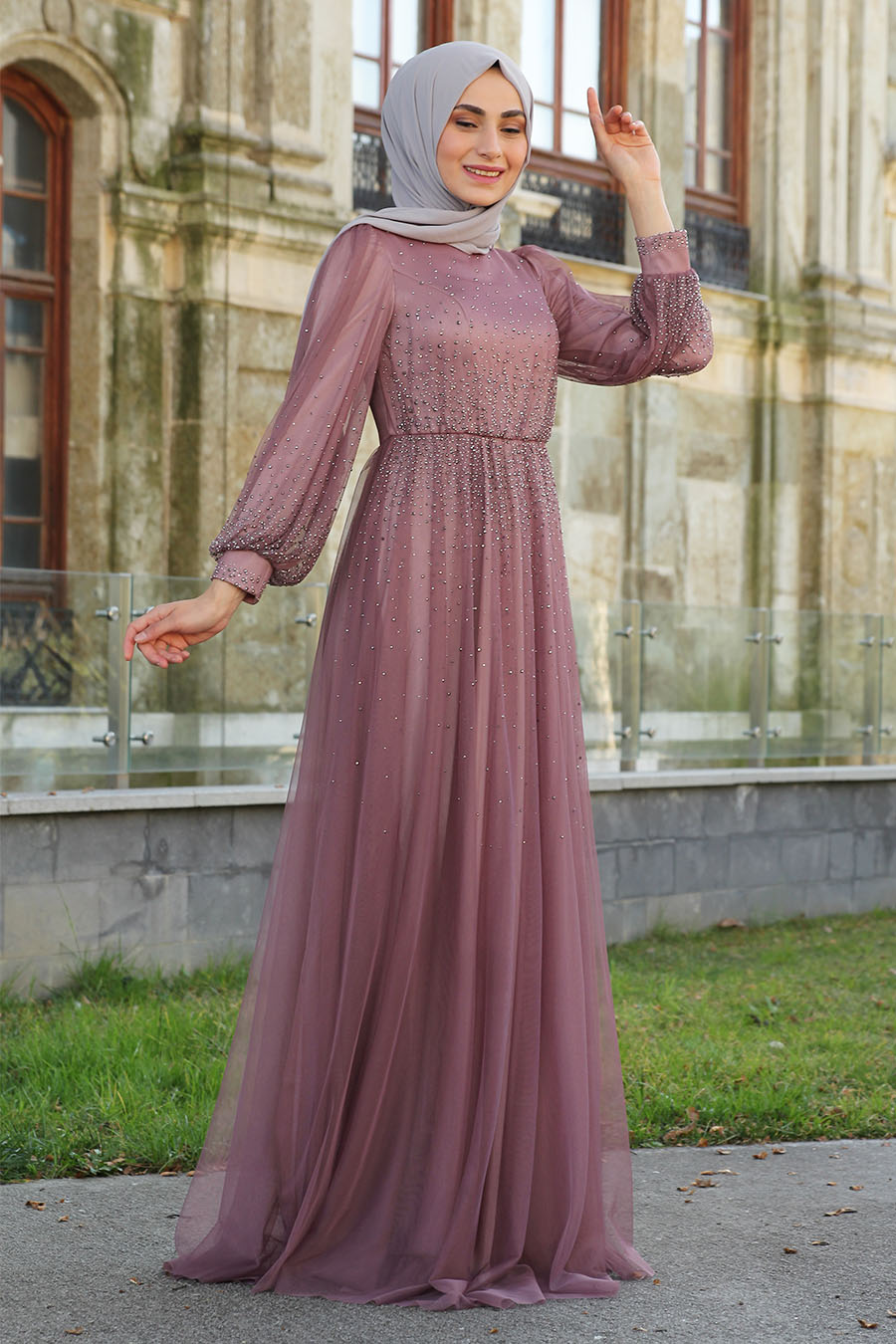 ROSE COLOR EVENING DRESS  