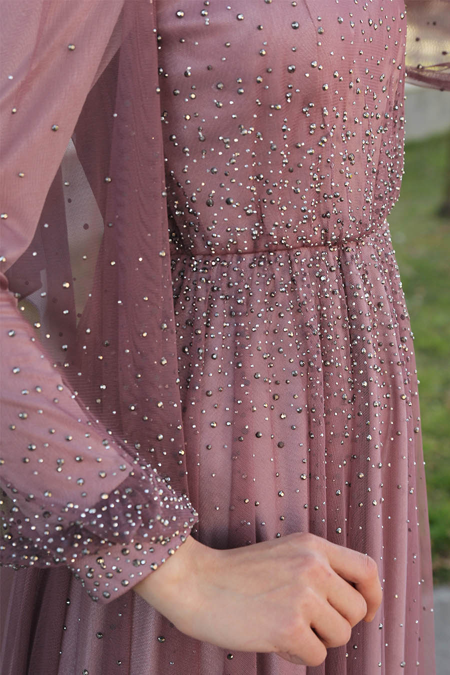 ROSE COLOR EVENING DRESS  