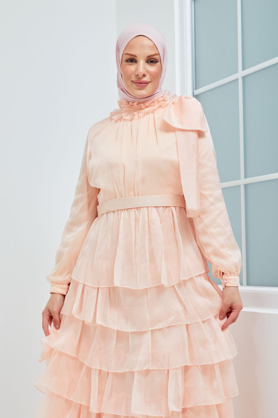 SALMON COLOR EVENING DRESS   SALMON COLOR EVENING DRESS