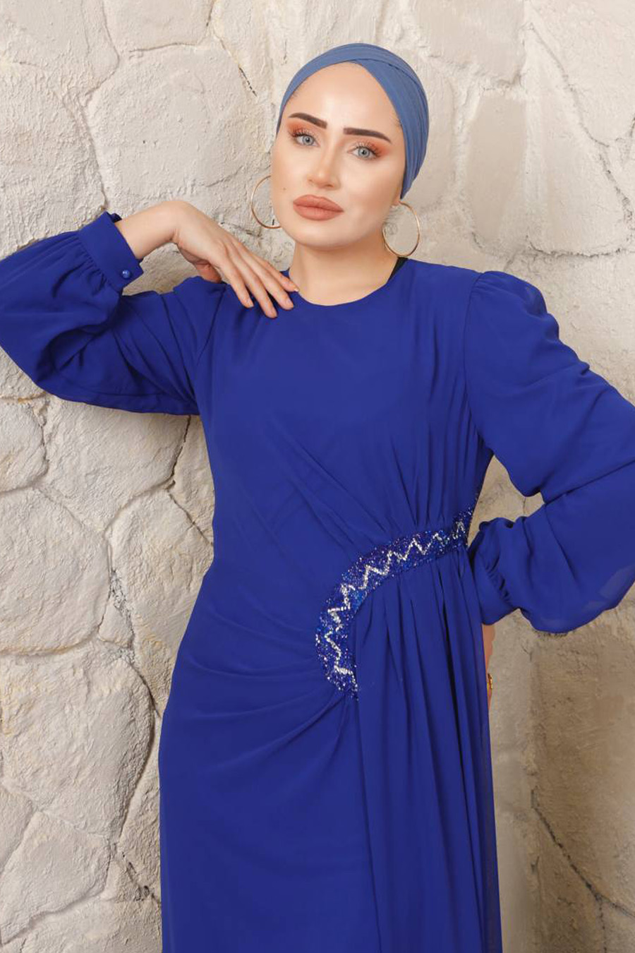 SAX BLUE   -  EVENING DRESS  SAX BLUE   -  EVENING DRESS