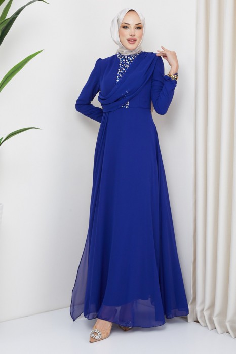 SAX BLUE  EVENING DRESS  