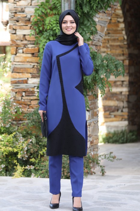 SAX BLUE TUNIC AND PANT SUIT