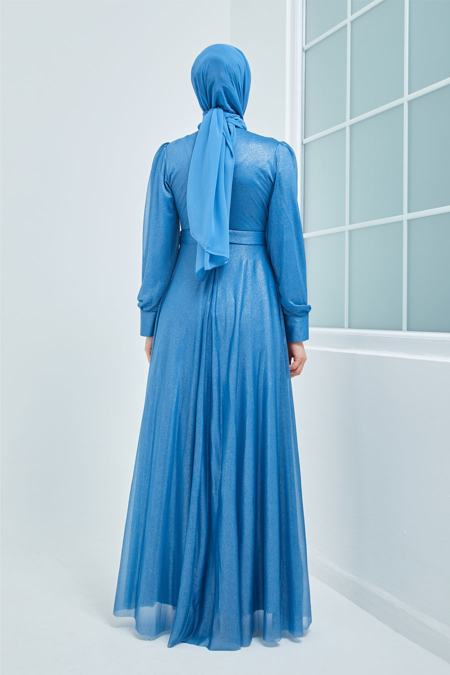 INDIGO COLOR EVENING DRESS  