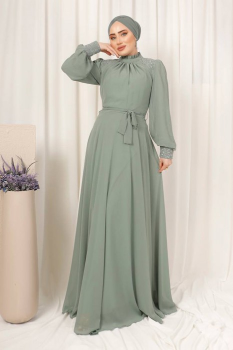 GREEN -   EVENING DRESS  