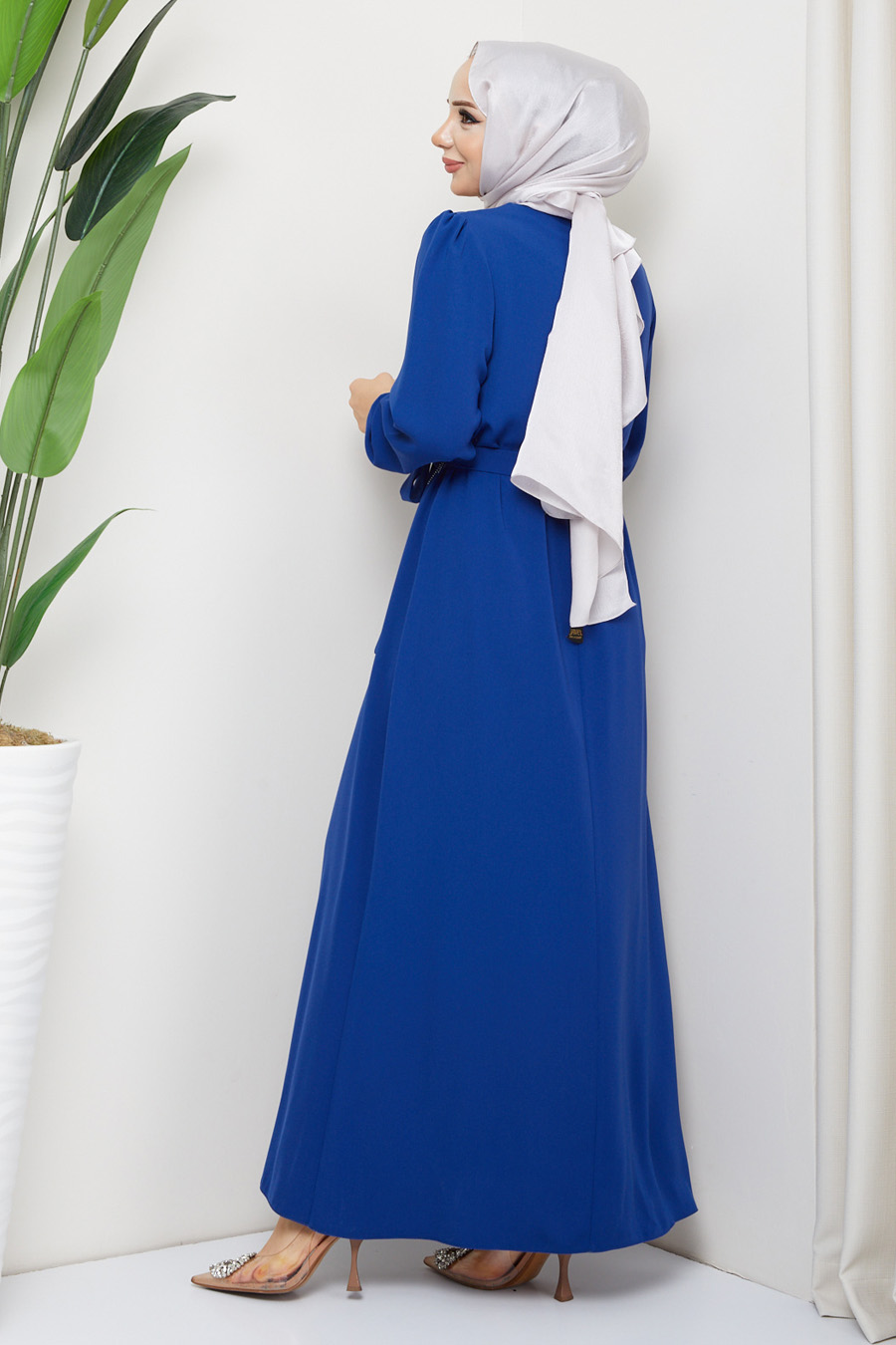 STONE DETAILED DRESS -  INDIGO COLOR 