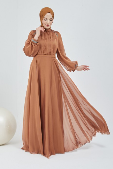 TAN COLOR  - EVENING   DRESS