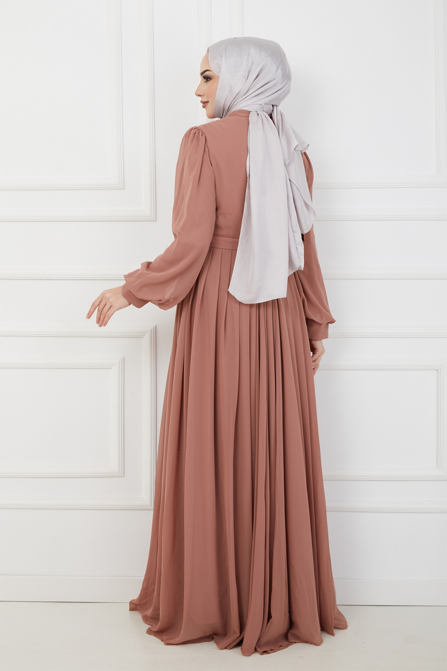 TAN COLOR EVENING DRESS  