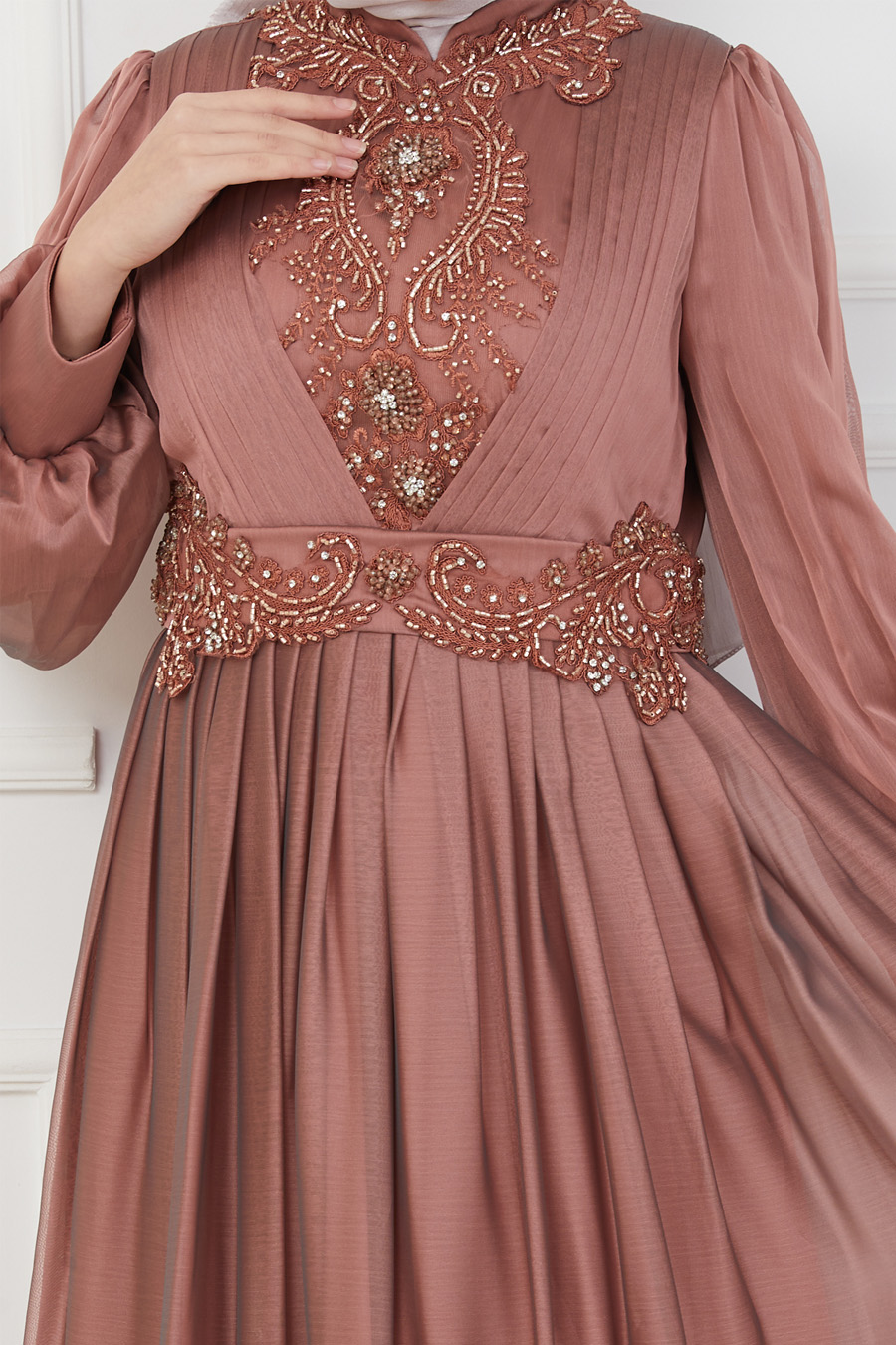 TAN COLOR EVENING DRESS  