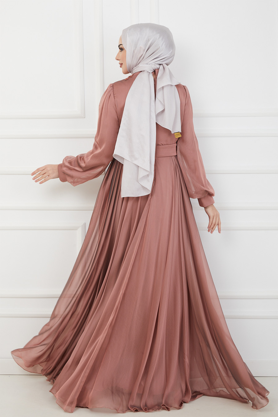 TAN COLOR EVENING DRESS  