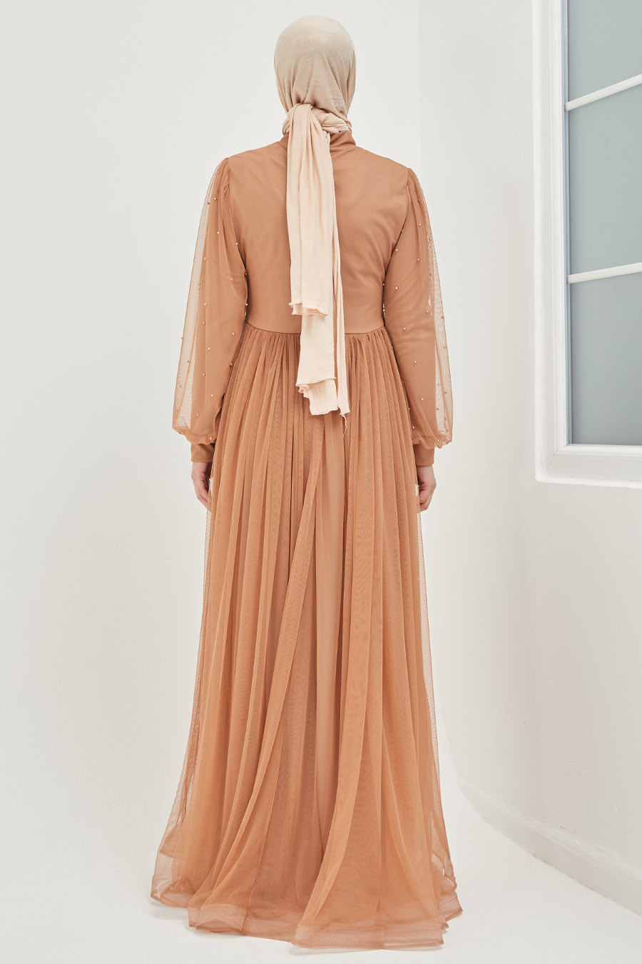 TAN COLOR EVENING DRESS  