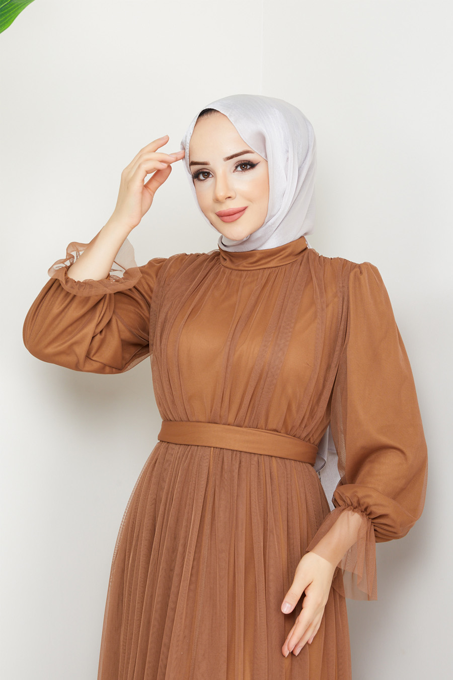 TAN COLOR EVENING DRESS