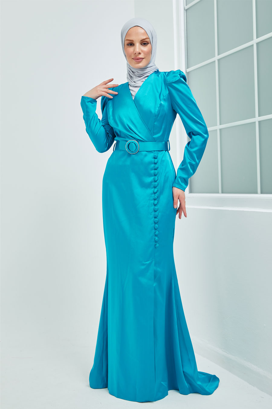 TURQUOISE EVENING DRESS  
