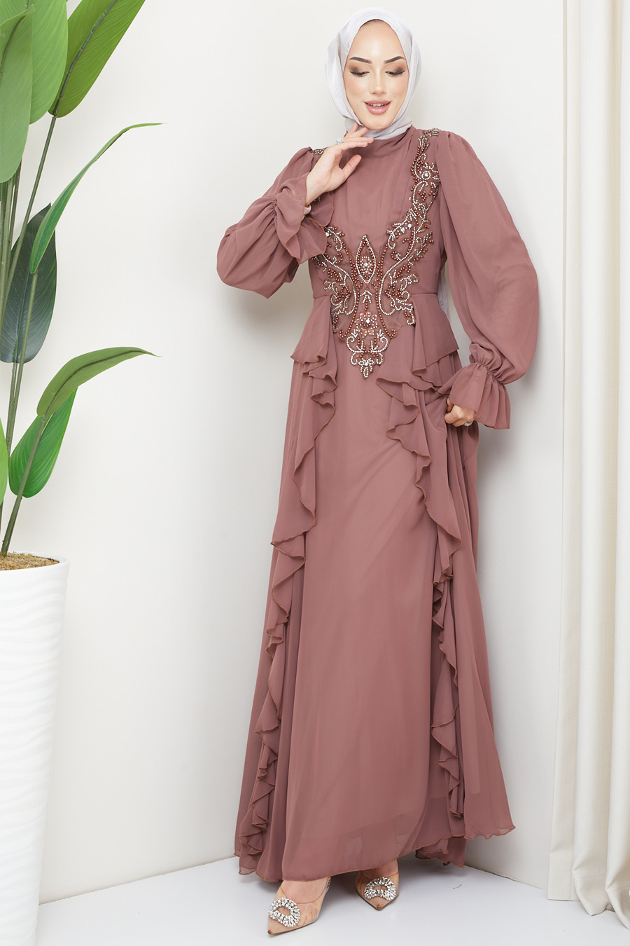 VISON COLOR EVENING DRESS  