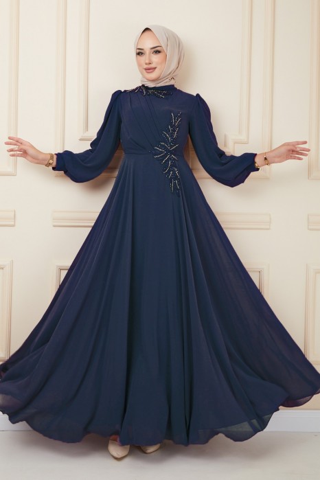 NAVY BLUE  EVENING DRESS  