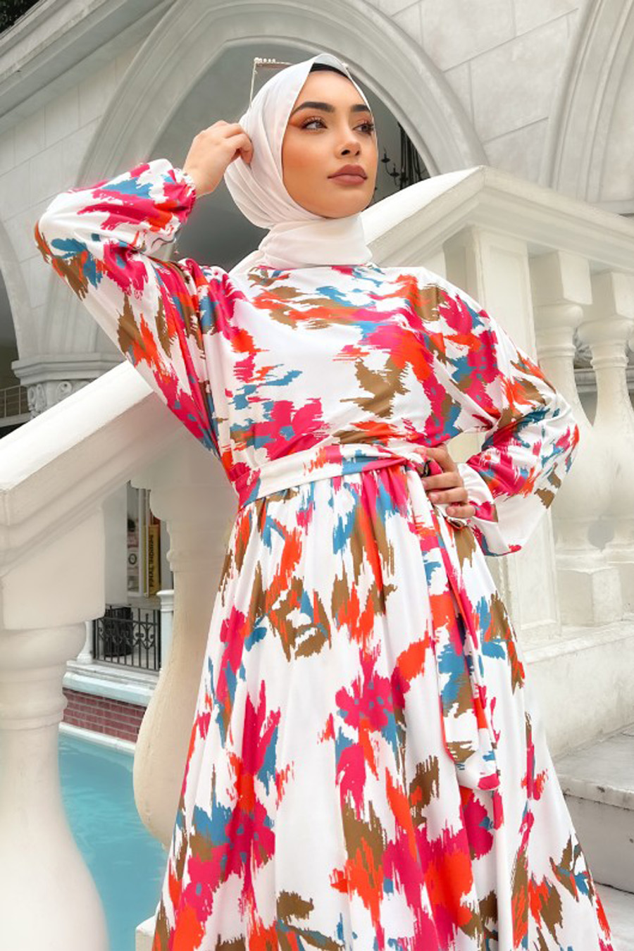 PATTERNED PINK DRESS