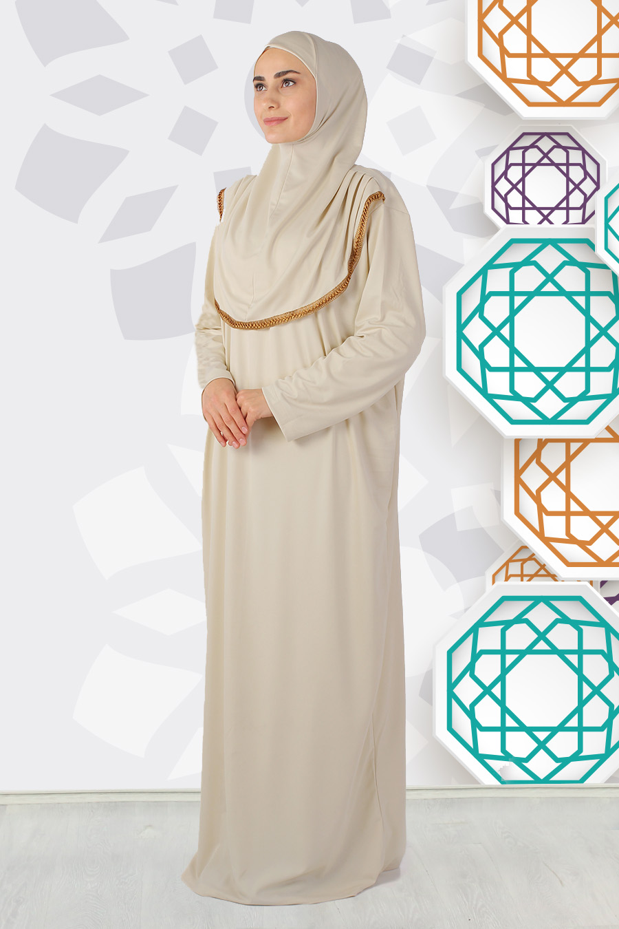 BEIGE PRATICAL PRAYER DRESS BEIGE PRATICAL PRAYER DRESS