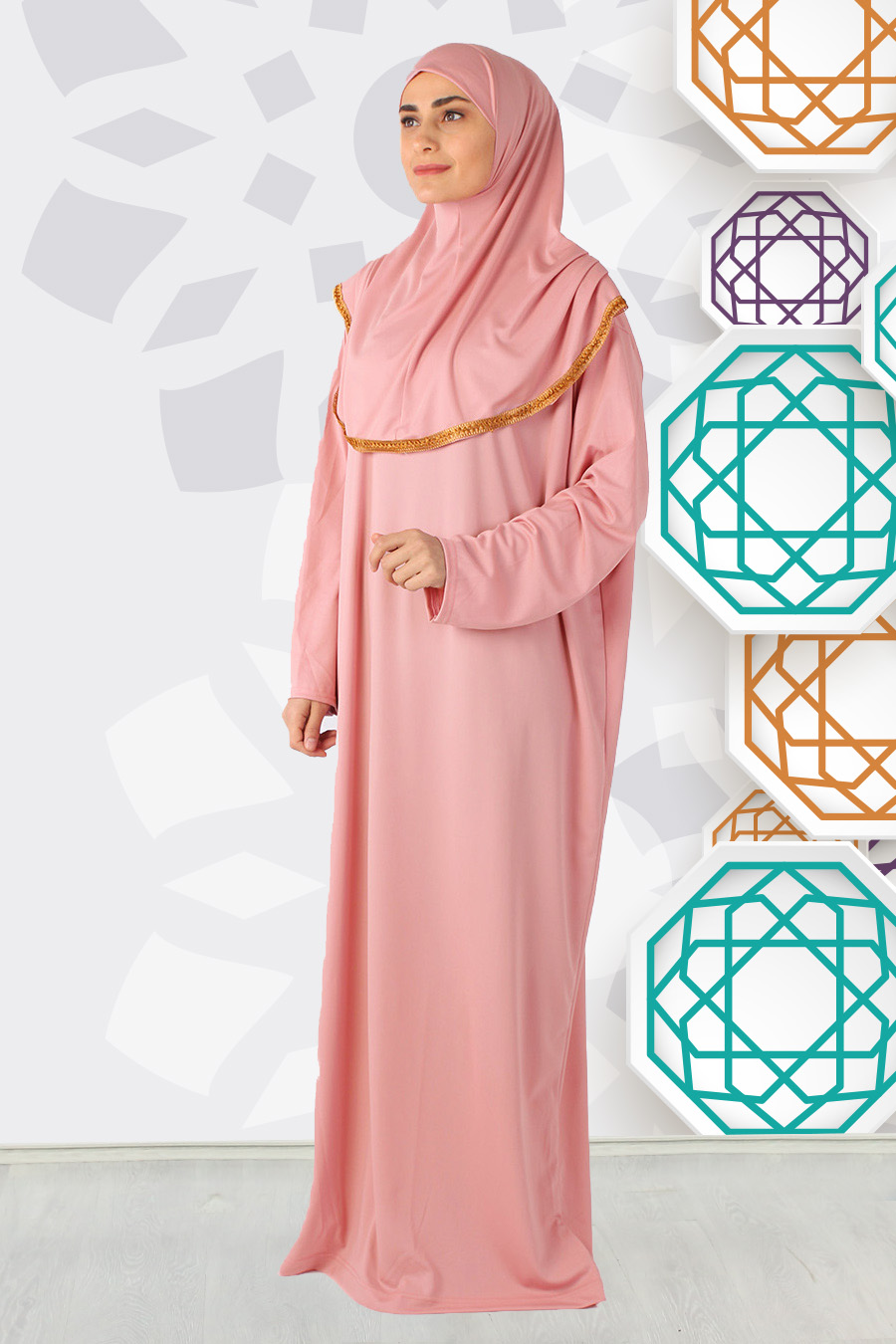 SALMON COLOR PRATICAL PRAYER DRESS SALMON COLOR PRATICAL PRAYER DRESS