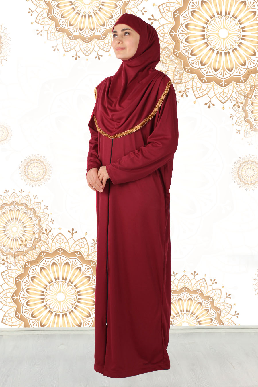 CLARET RED PRATICAL PRAYER DRESS CLARET RED PRATICAL PRAYER DRESS