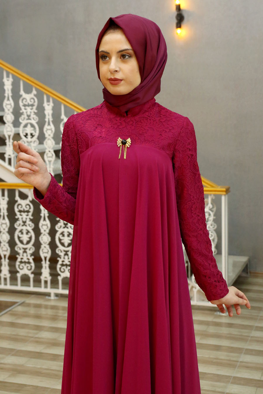 FUCHSIA EVENING DRESS 