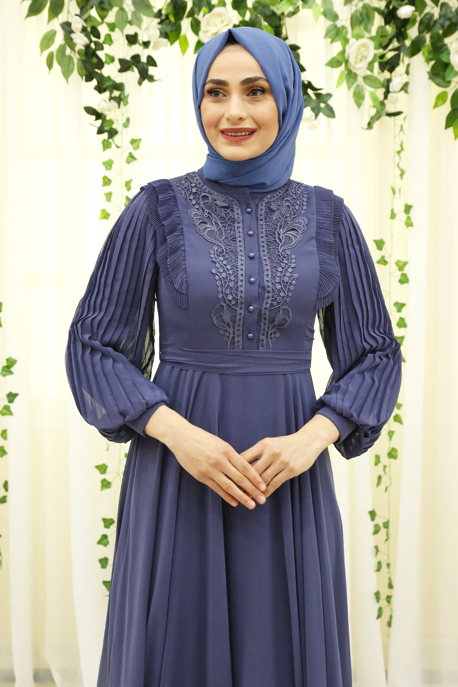 INDIGO COLOR EVENING DRESS 