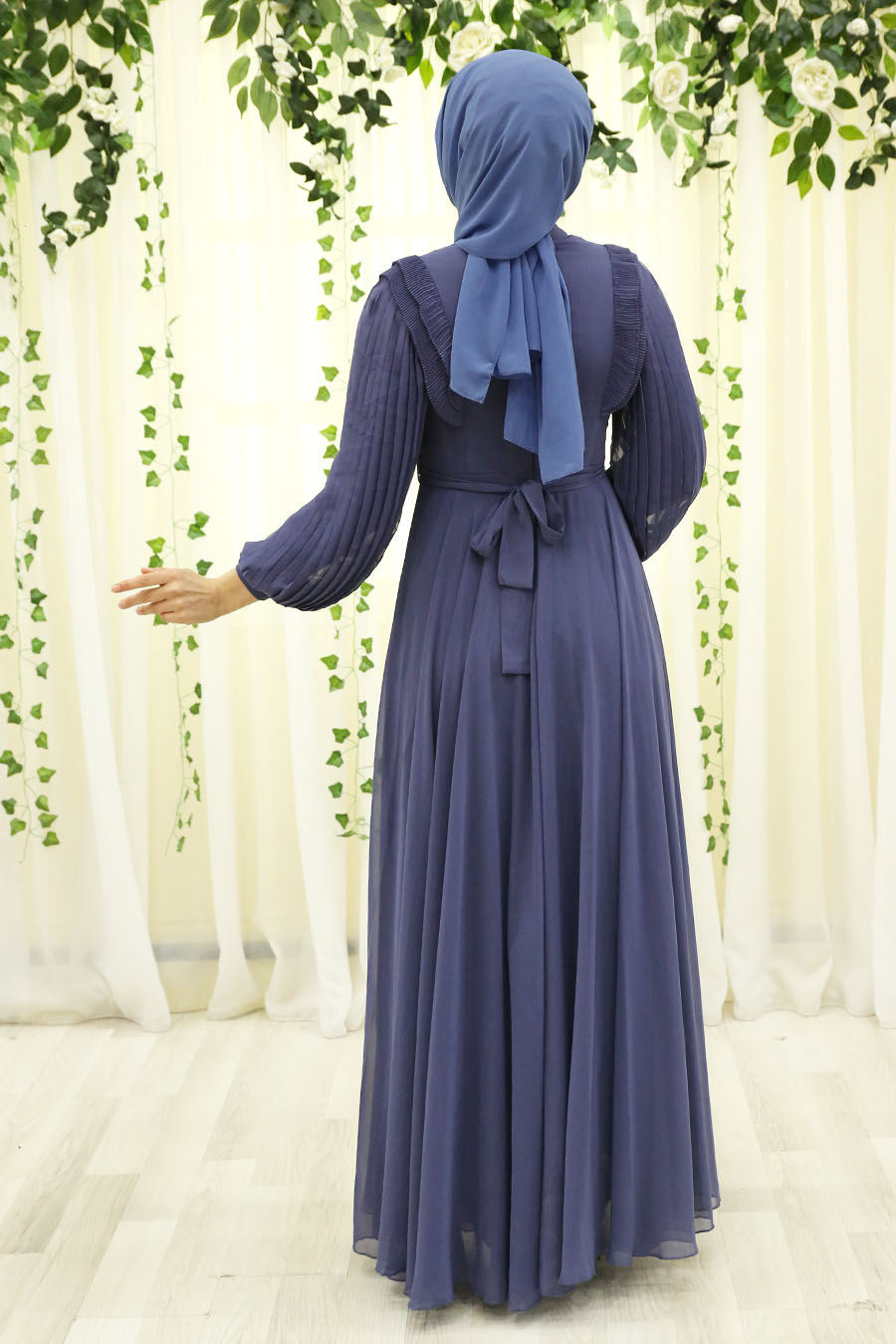 INDIGO COLOR EVENING DRESS 