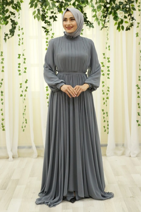 GREY EVENING DRESS 