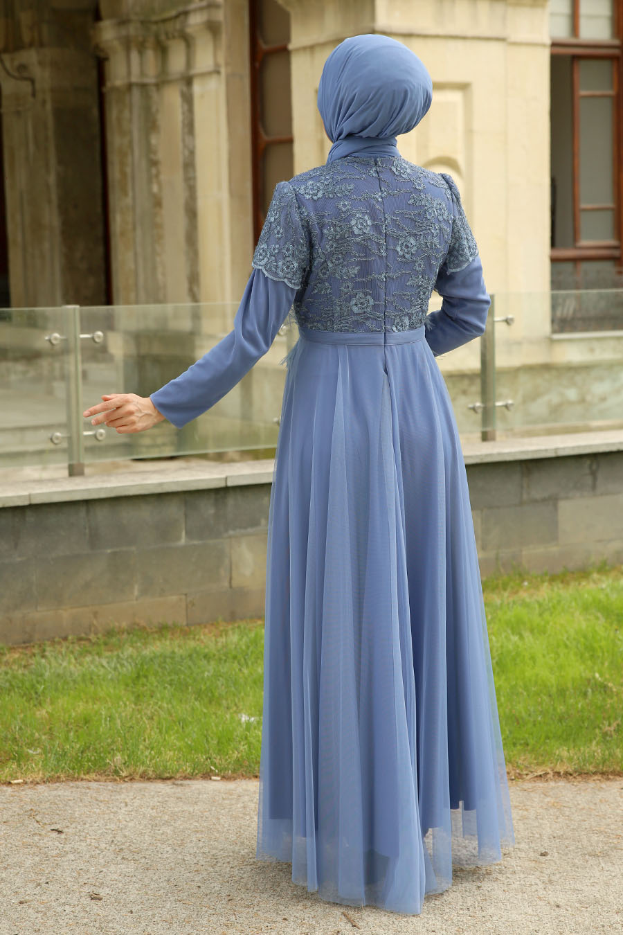 INDIGO COLOR EVENING DRESS 