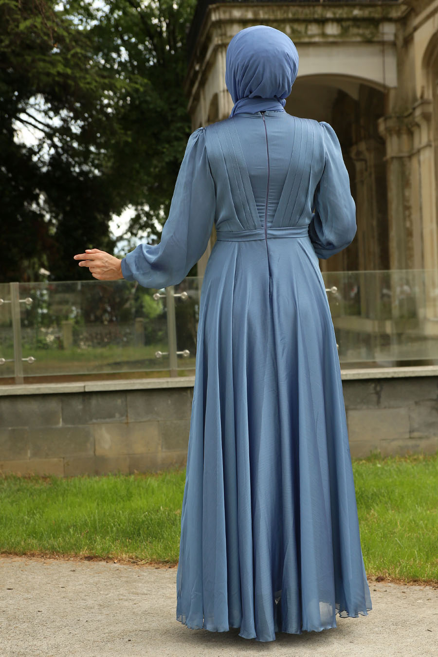 INDIGO COLOR EVENING DRESS 